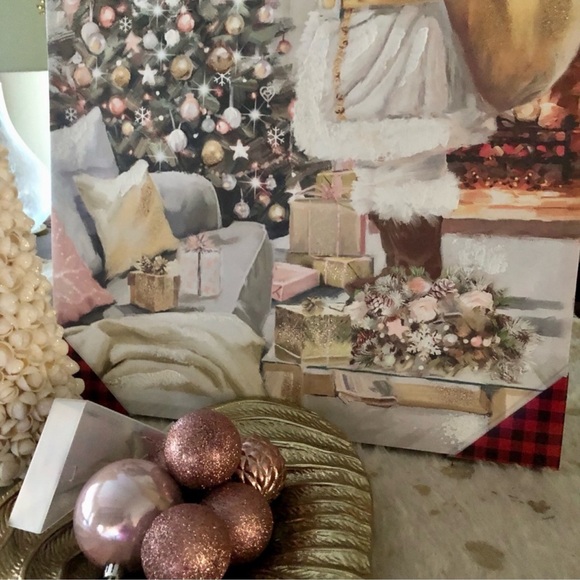 New!! Pink Christmas Tree 🎄 Santa Canvas Print - Picture 3 of 7